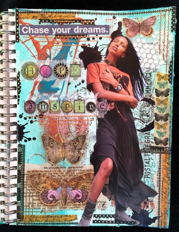 Magazine people mixed media art journal pages