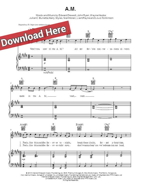 one direction, a.m., sheet music, piano notes, score, chords, download, keyboard, guitar, tabs, klavier noten, partition, violin, flute, how to play, lesson, tutorial