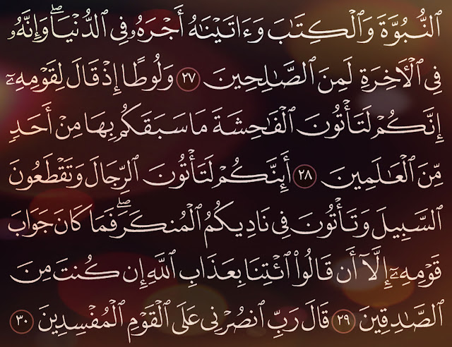 شرح وتفسير سورة العنكبوت Surah Al Ankabut ( من الآية 24 إلى ألاية 30 )
