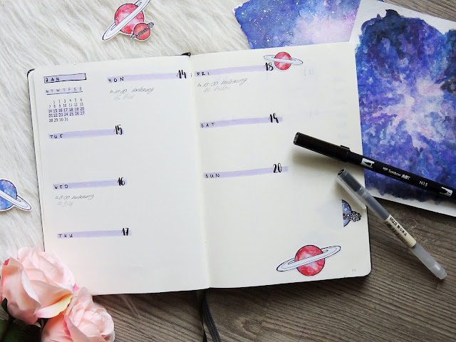 Bullet Journal weekly setup galaxy glitter is the new black