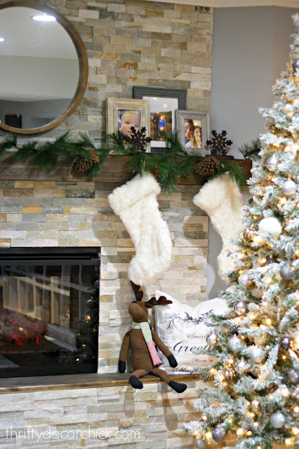 stacked stone fireplace DIY