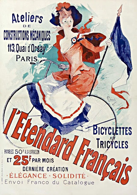 Bellos pósteres franceses de finales del siglo XIX anunciando bicicletas