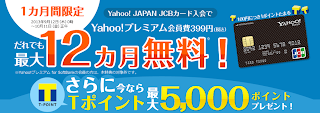 画像：YAHOO! JCBのTポイントプレゼント