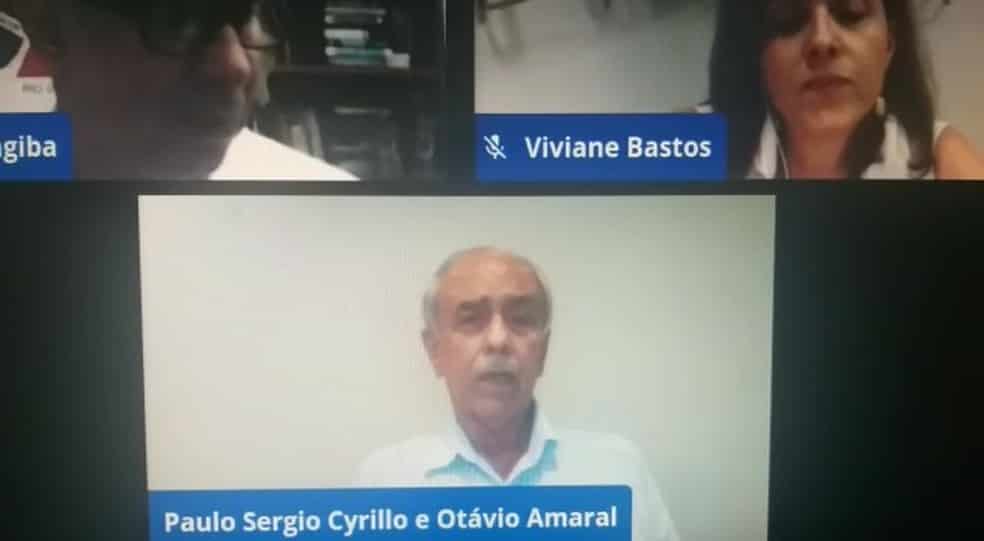 A imagem mostra gravação da tela de conferência ao vivo na qual candidato morreu após sofrer infarto