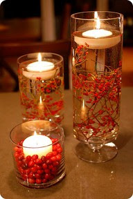 Christmas centerpiece with red berries