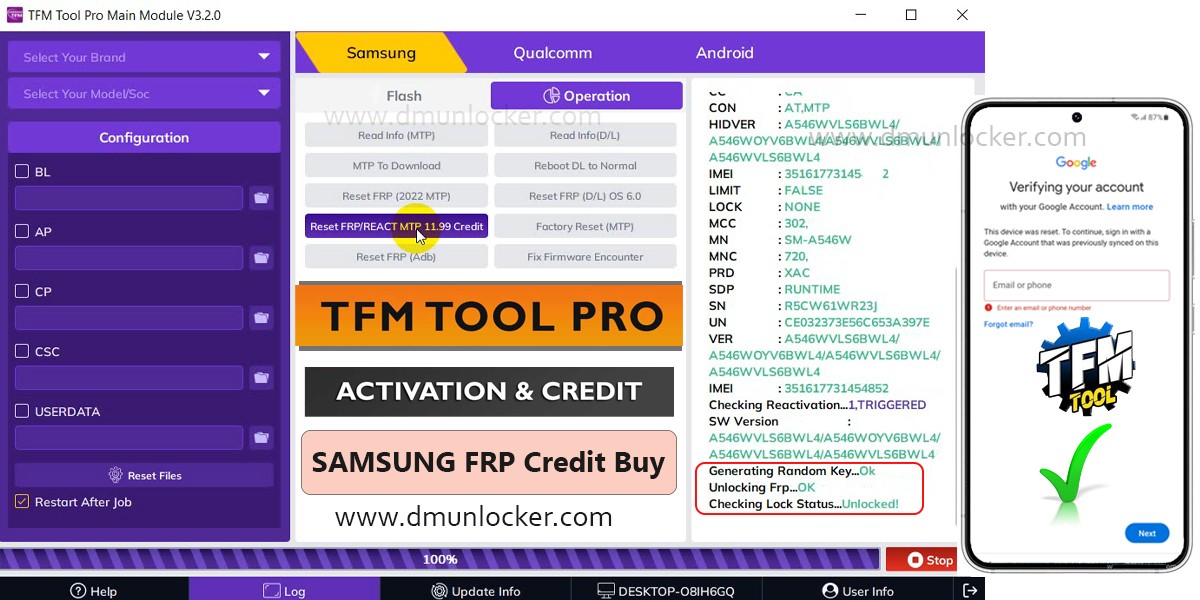 tfm tool pro samsung frp credits