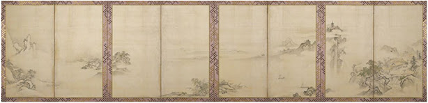 狩野探幽《瀟湘八景図屛風》八曲一隻、江戸時代、寛文3年（1663年）、ミネアポリス美術館