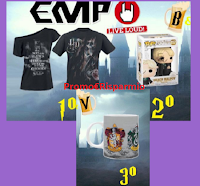 Logo Gioca e vinci gratis premi EMP ( maglietta, tazza e Funko Pop! Harry Potter)