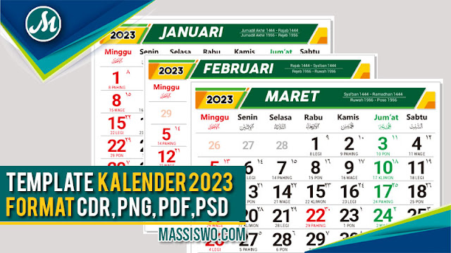 Template Kalender 2023 Lengkap Format CDR dan PNG