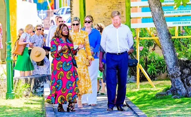 Queen Maxima in Zimmermann dress, Johanna Ortiz earrings. Princess Amalia in Mercedes Salazar earrings, Sarah bag