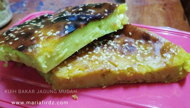 Kuih Bakar Jagung Mudah dan Sedap, kuih bakar mudah, kuih berbuka puasa.