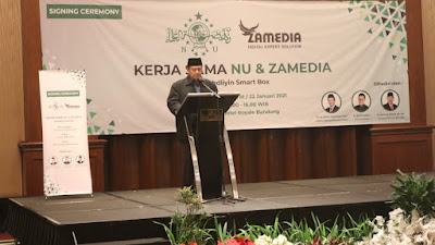 Dukung Ekonomi Kerakyatan, NU dan Zamedia Luncurkan Aplikasi Nahdlyin Samrtbox 