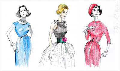 disegno moda retro, vintage style