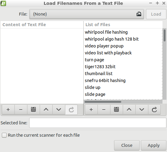 Load file names from the text file