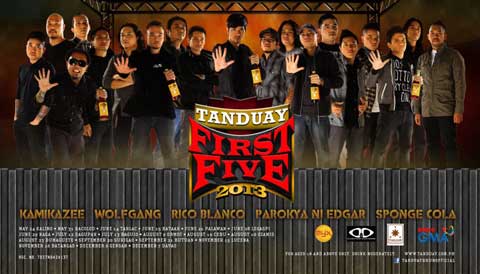 T5, Tanduay Rhum First Five, 2013 concerts, gloc 9, kamikazee, parokya ni edgar, rico blanco, sponge cola, tanduay first five 2013 bands, tanduay first five 2013 lineup, tanduay first five concert tour schedule, tanduay first five concerts 2013, tanduay rhum, tanduay rhum first five, tanduay rhum first five 2013 bands, wolfgang, Tanduay First Five, Concert,Schedule, OPM, Latest OPM Songs, OPM Songs, Original Pinoy Music, Tanduay First Five Schedule