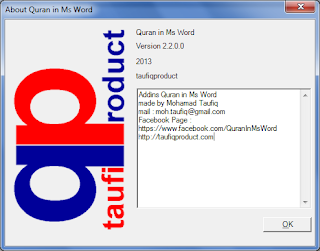 CatatanIkrom - Plugin Qur'an in Word terbaru support Microsoft Word 2013 - image by taufiqproduct.com