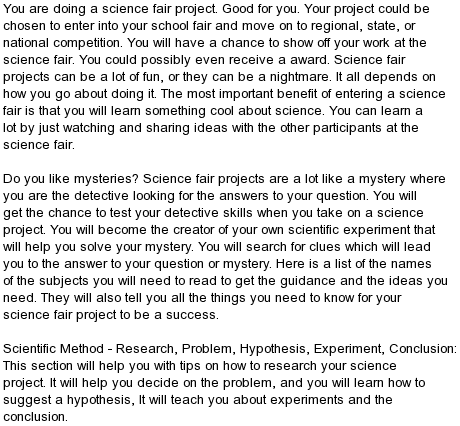 Science Project Layout Board