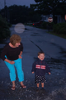 splashing in the puddle