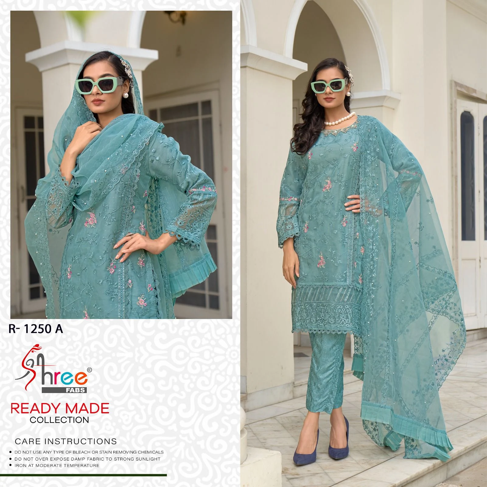 1250 Shree Fabs Organza Embroidery Work Pakistani Readymade Suits