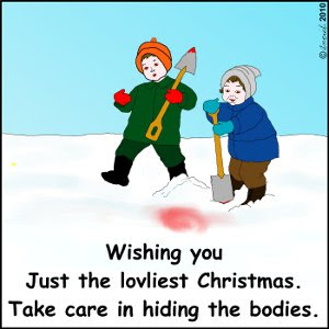 [CARTOON] Christmas Card Hell. cartoon, christmas, death, crime, hell, kids