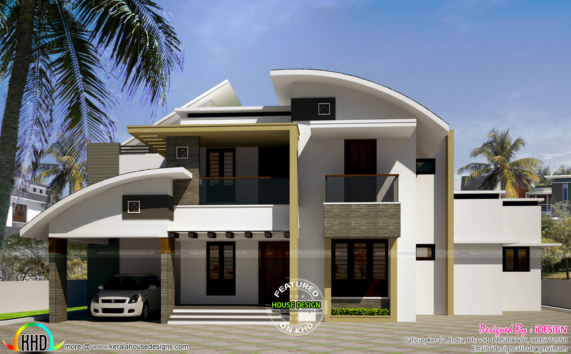 2562 sq ft modern curved roof home Kerala home design 