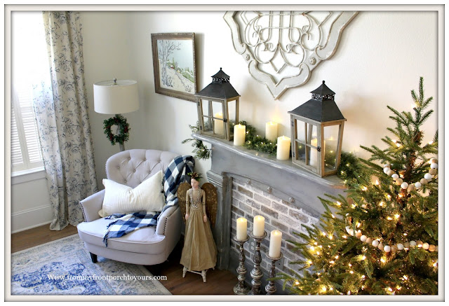 French Country-French Farmhouse-Christmas-Bedroom-Faux-Fireplace-From My From Porch To Yours