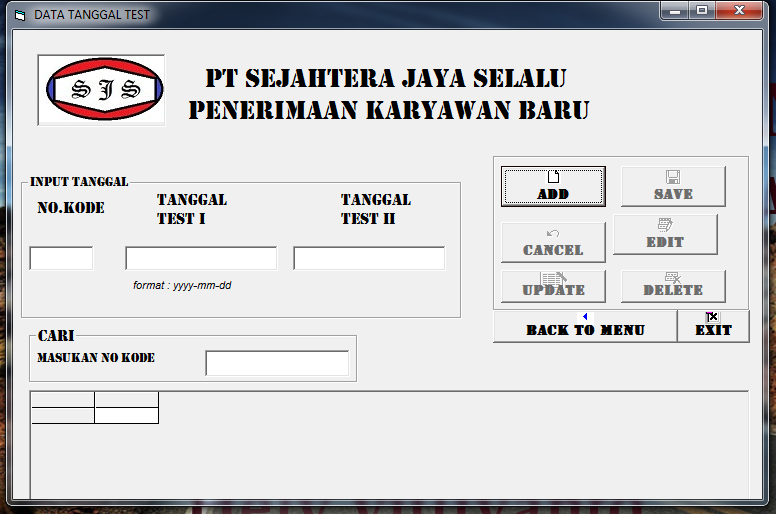 ... program penerimaan karyawan di Ms Visual Basic 6.0 dengan database