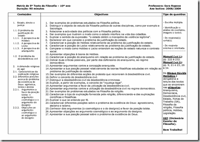 Matriz do 5º teste 10º ano S 08 09