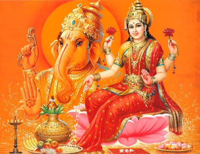 Lord Ganesha Wallpaper With Goddess Laxmi