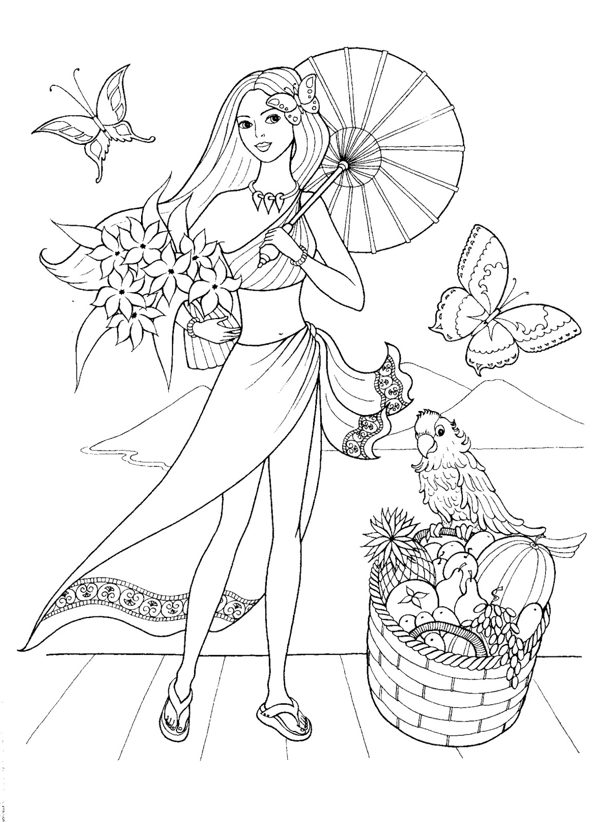 imagini de colorat fetite ~ Desene Imagini de colorat