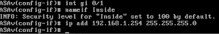 Configuring inside interface on a Cisco ASA