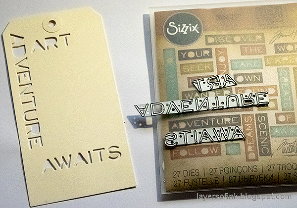 Layers of ink - Typography Tag Tutorial by Anna-Karin Evaldsson. Die cut with Traveler Words.