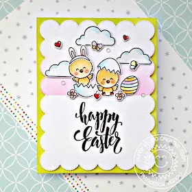 Sunny Studio Stamps: Frilly Frame Dies Chickie Baby Spring Showers Easter Card by Franci Vignoli 