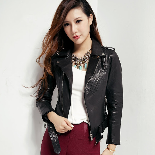 jaket kulit korean style wanita