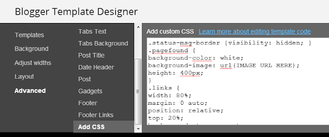 Blogger template designer advanced add css
