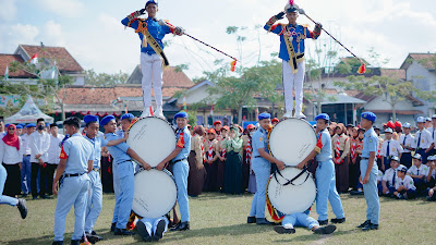 Sempat Vakum, Drumband ''Squad Elbarqi" SMK Nurussalaf Kemiri Tampil Kembali