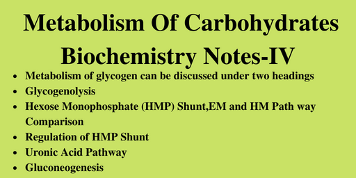 Metabolism Of Carbohydrates Biochemistry Notes-IV