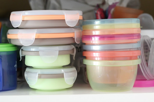 Babymoov silicone storage tubs and plastic storage pots