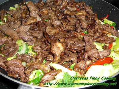 Beef with Broccoli and Sayote Stirfry -  Cooking Procedure