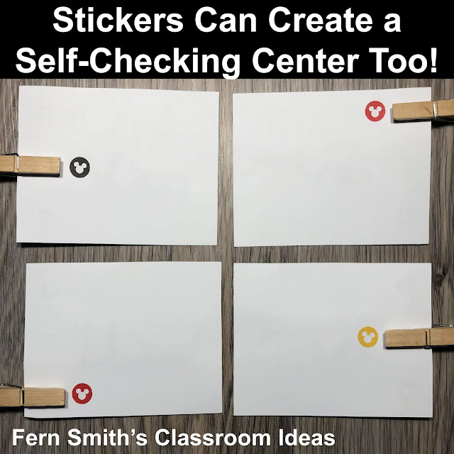 No matter what month, what skill, what theme, all of my clip cards include matching answer keys.  But stickers make a wonderful self-checking center for your students!