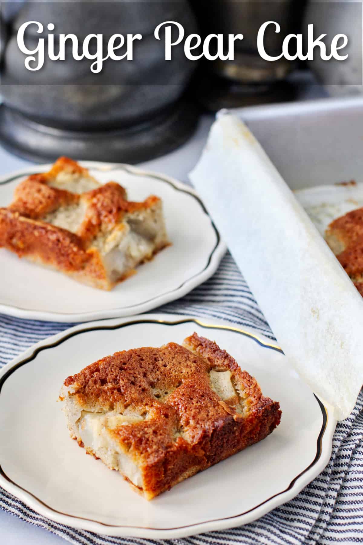 Ginger Pear Cake slices on small plates.