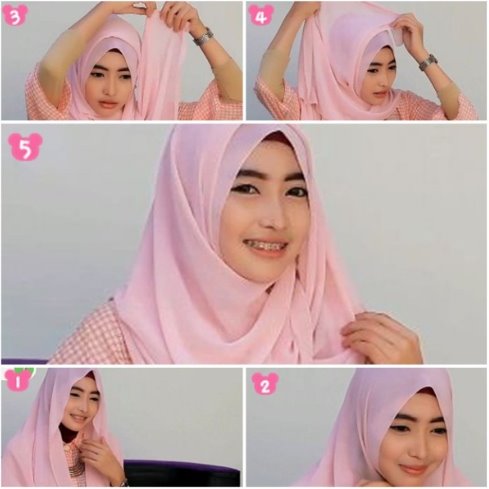 15  Tutorial Hijab Segi Empat untuk Wajah Bulat dan Pipi Tembem Agar Terlihat Cantik