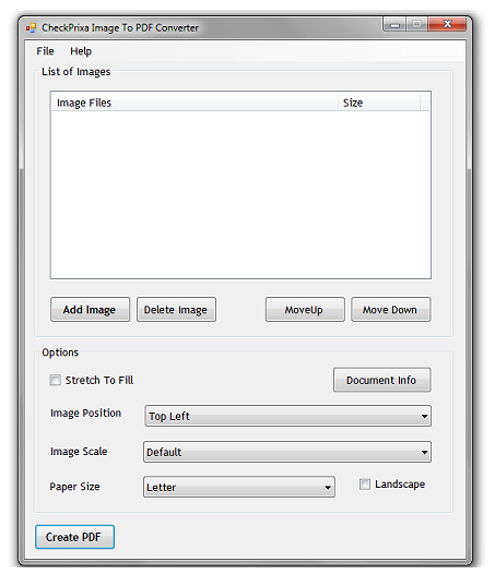 CheckPrixa Image To PDF Converter : un logiciel pour convertir les fichiers image au format PDF