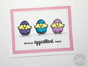 Sunny Studio You're An Eggcellent Friend Baby Chick Easter card by Melissa Bowden (using A Good Egg Stamps)