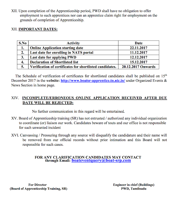 PWD Tamil Nadu 2017-18 Recruitment for Civil, ECE, EEE & more