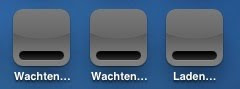 iPhone home screen: updating apps - Waiting... Waiting... Loading... Dutch text below image: You can have up to 180 folders on your iPhone. And since each folder can hold 12 apps, that means you can keep up to 2160 apps organized on your iPhone at any time. Text copied from Apple.com