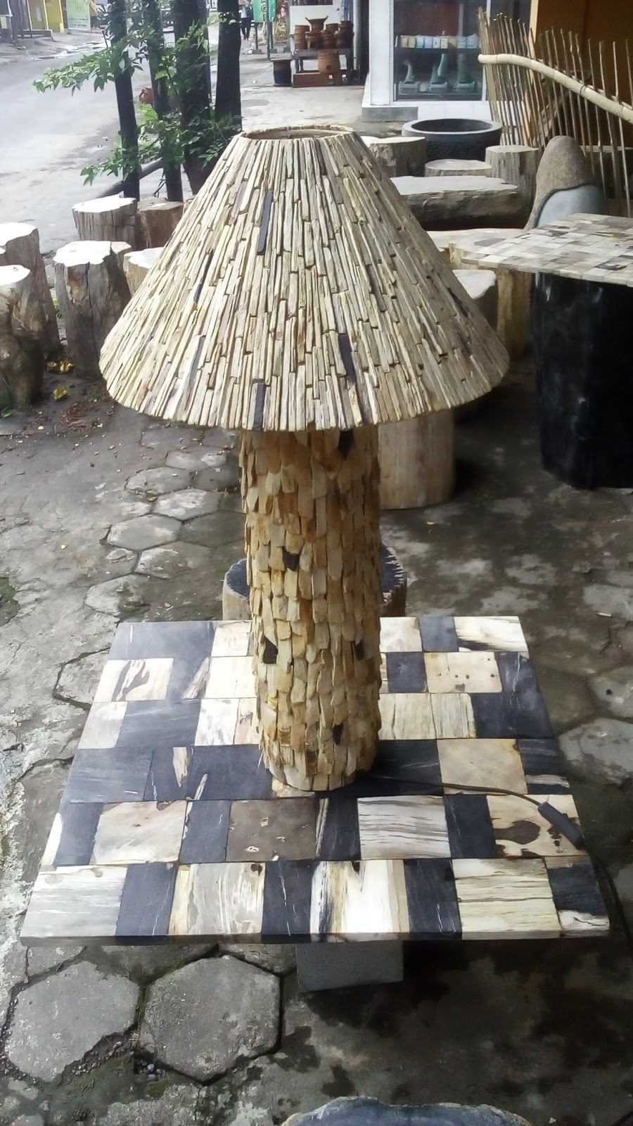 Gokugen Net Sale Petrified Wood Cup Lamp Kerajinan  Cap 