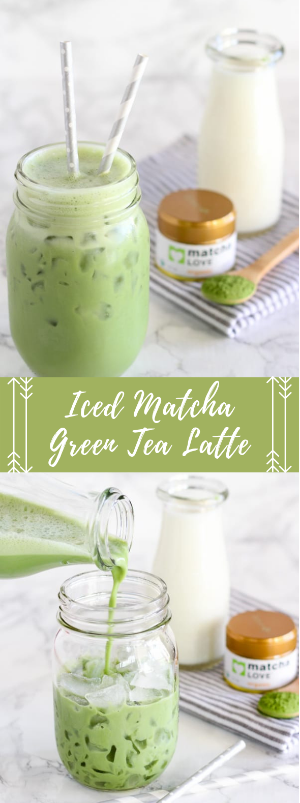 ICED MATCHA GREEN TEA LATTE #drink #greentea