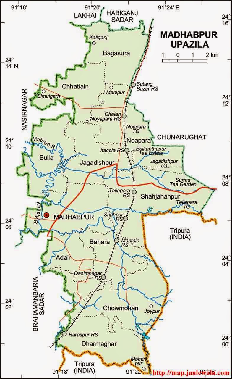 madhabpur upazila map of bangladesh