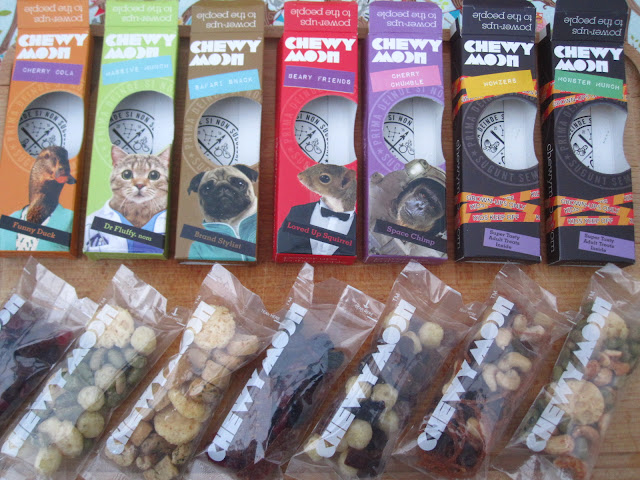 ChewyMoon snack packs open and showing their contents